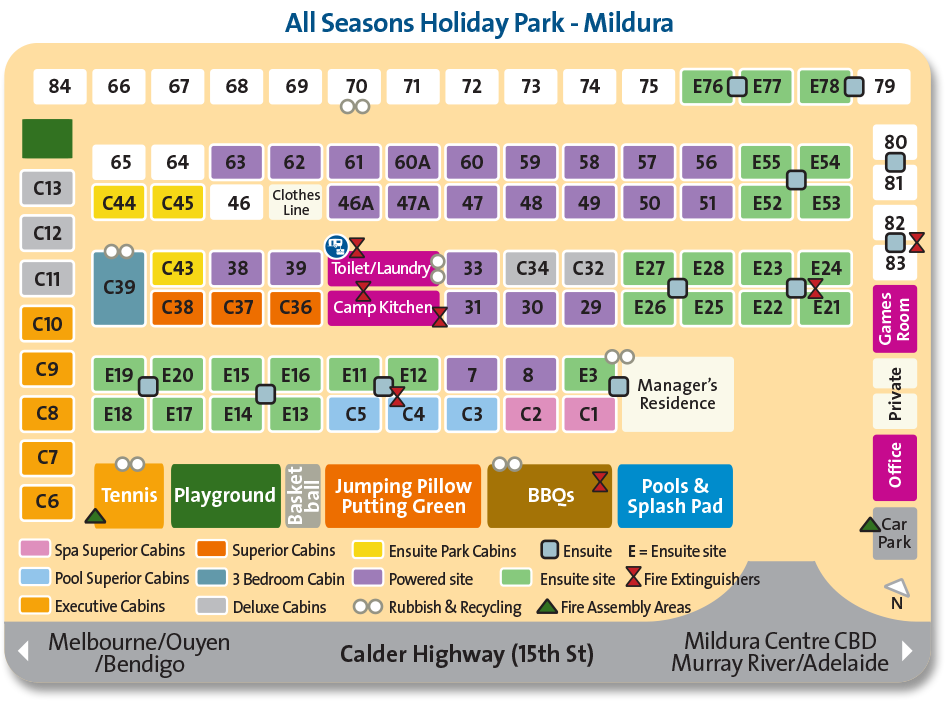 All Seasons Holiday Park Map All Seasons Holiday Park Mildura
