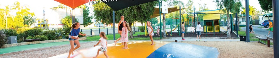Enjoying the jumping pillow at All Seasons Holiday Park Mildura
